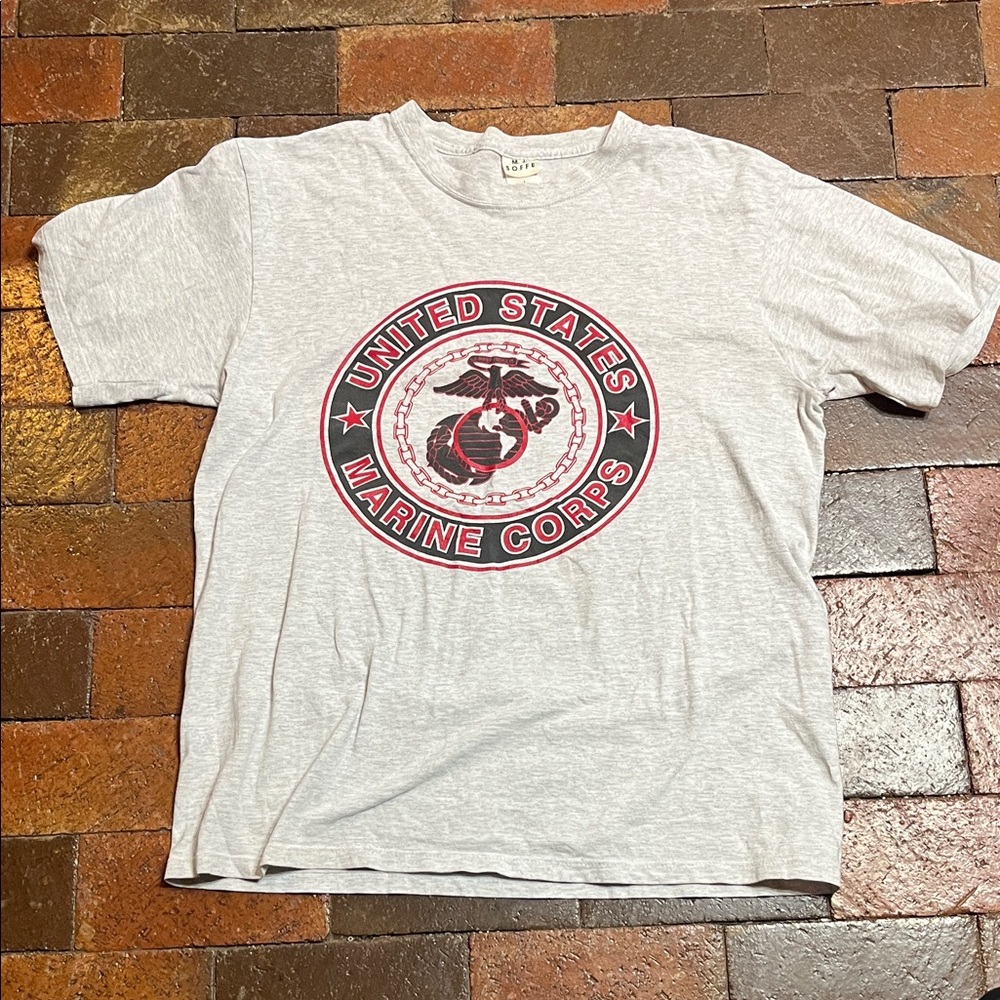 MEN LARGE TEE Military Vintage  United States Marine Corps Gray 1101